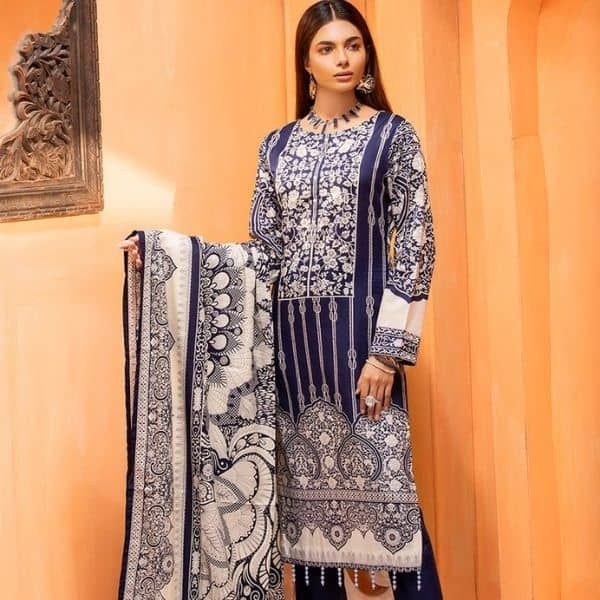 Unstitched 3pc Printed Lawn Shirt with Printed Lawn Dupatta - INAYA2 (IP-27B)