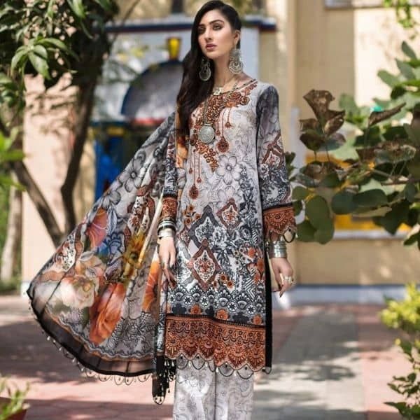 MBW-20-01 Digital Printed Embroidered Lawn 3pc