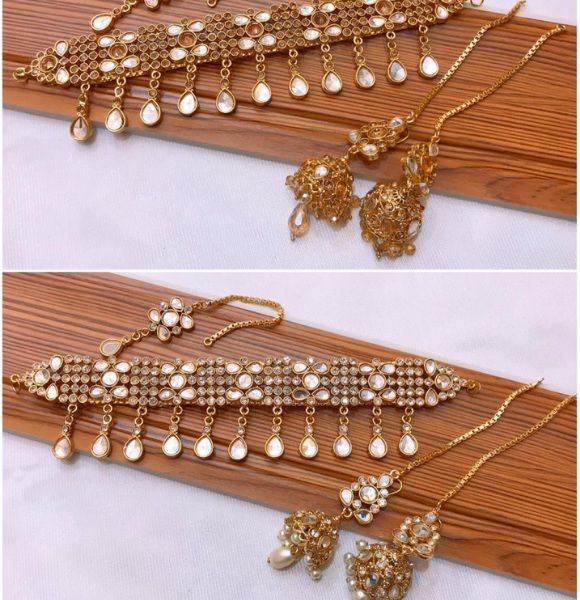 Polki Kundan Collar Set (Silver Shade)