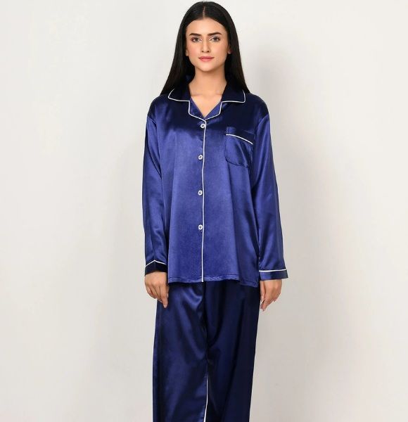 SILK SLEEP SUIT - BLUE