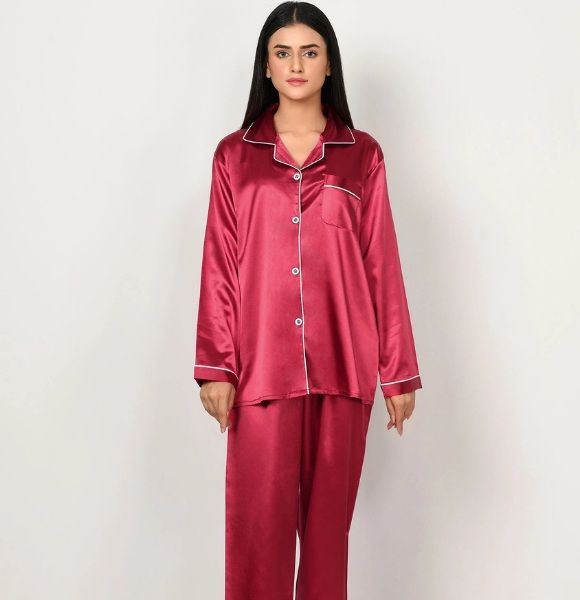 SILK SLEEP SUIT - MAROON