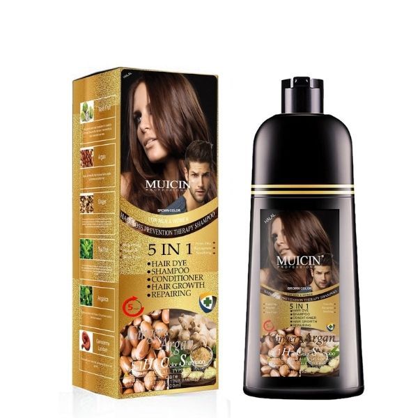 MUICIN - New 5in 1 Brown Hair Color Shampoo Ginger & Argan Oil - 200ml