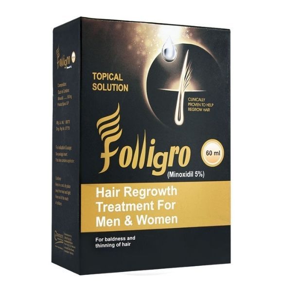 Folligro Minoxidil 5% Hair Regrowth Treatment For Men & Women, For Baldness & Thinning, 60ml