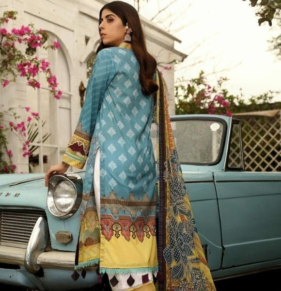 ALYANA A - Nuriyaa Lawn Shirt With Chiffon Dupatta & Cotton Trouser 3pc