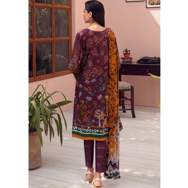 Vermilion Jazmin 3pc Embroidered Lawn Front/Back With Chiffon Dupatta & Cambric Trouser