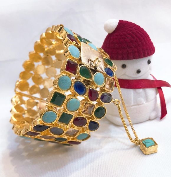 Kundan Bangle with Adjustable Lock Multi Color