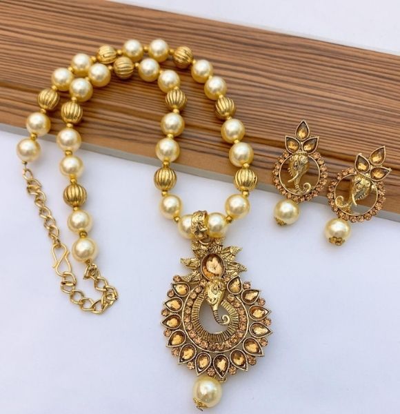 Indian Kundan Locket Set (Silver)