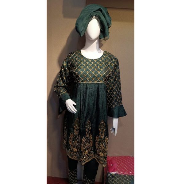 Viscose Suit 3 Pc Dark Green