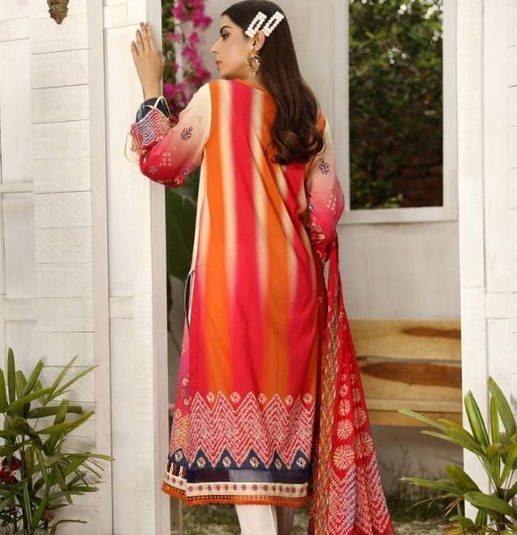 YESFIR A - Nuriyaa Lawn Shirt With Chiffon Dupatta 2pc