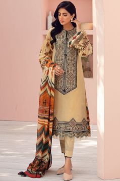 Sand Castle Jazmin 3pc Embroidered Lawn Front/Back With Silk Dupatta & Cambric Trouser