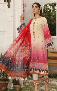 YESFIR A - Nuriyaa Lawn Shirt With Chiffon Dupatta 2pc