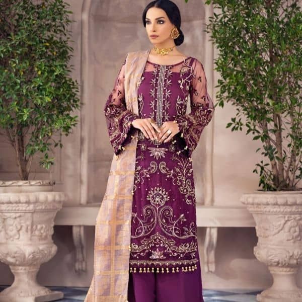 Anahita Net Embroidered 4 Piece Suit AG-02 Alayna by Gulaal Unstitched Luxury Formals