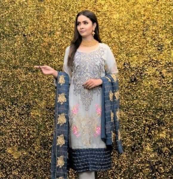 Charming Gray - 3Pc Unstitched Embroidered Chiffon