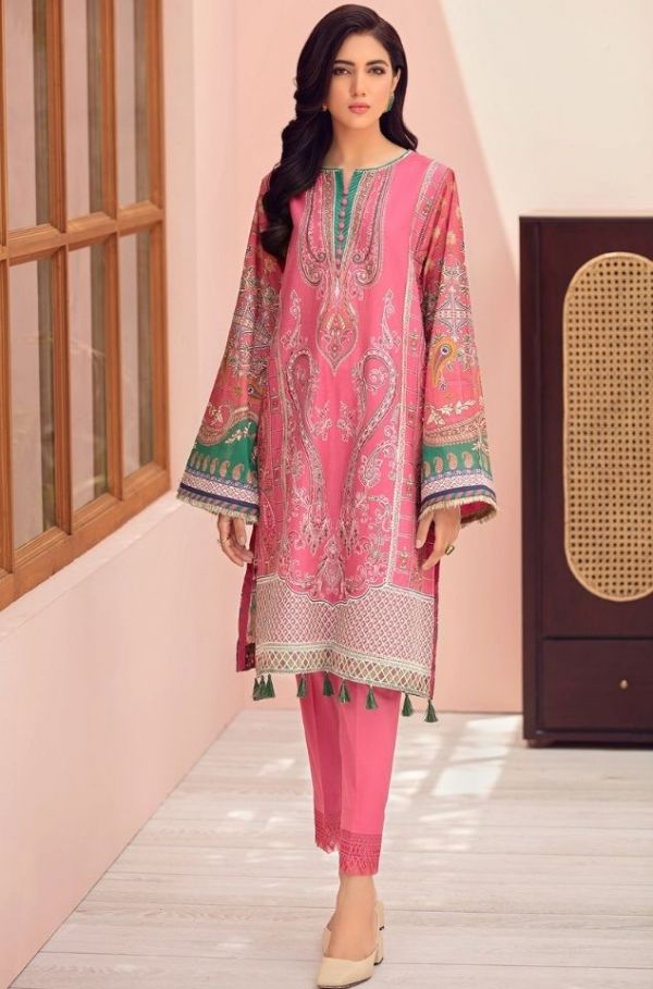 Pink Story Jazmin 3pc Embroidered Lawn Front/Back With Chiffon Dupatta & Cambric Trouser