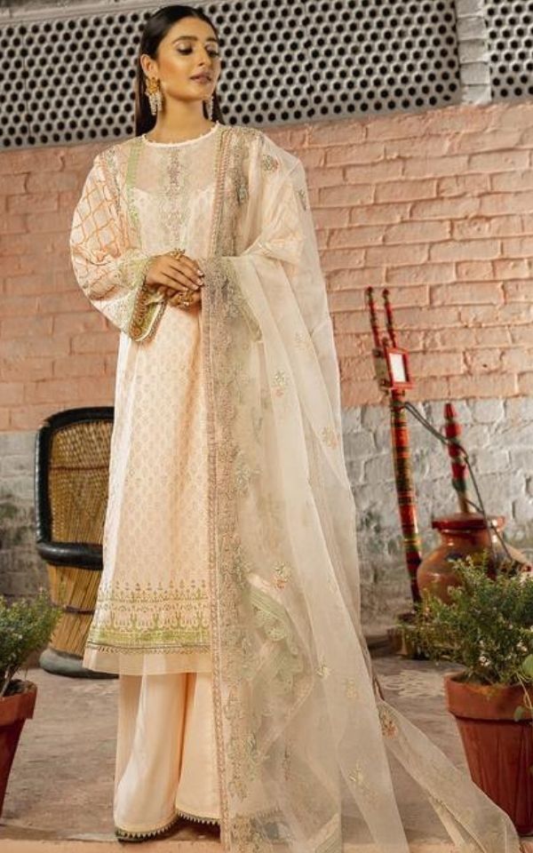 Raah E Feroz -  Embroidered Luxury Fabric Shirt with Embroidered Lawn Pattis 