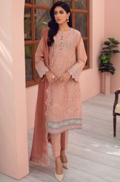 Coral Dream Jazmin 3pc Embroidered Lawn Front/Back With Organza Dupatta & Cambric Trouser