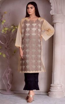 Shining Amber - Ketifa  Embroidered Cotton Dress with Mirror Work